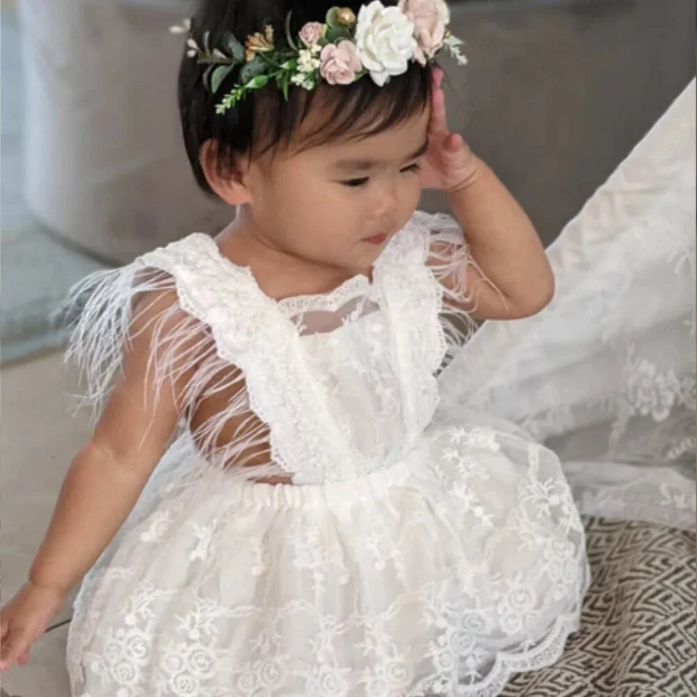 Teddy Bear Dress Lace Birthday Outfit Clothes Bear Girl Dress romper